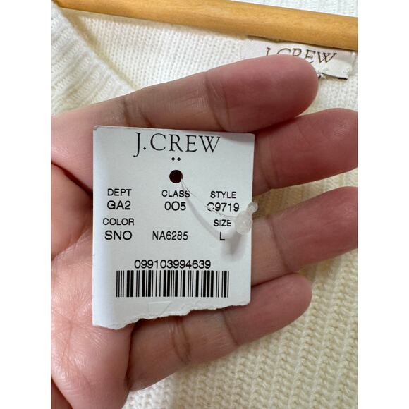 J Crew 3/4 Sleeve Textured Curved-Hem Sweater CREAM Womens Size LG NEW Textured - Picture 6 of 7